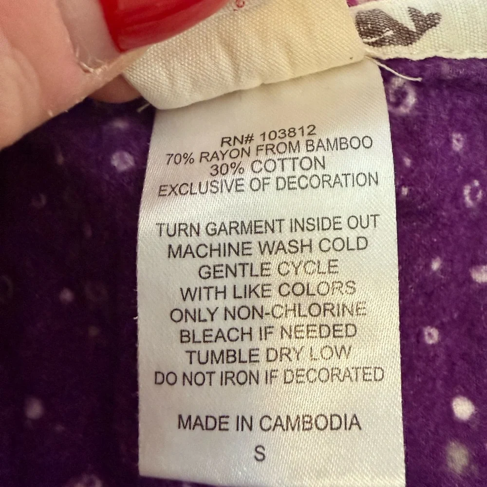 Munki Munki Ladies Flannel Champagne Bottle Festive PJ Top Purple Women's Small - Picture 8 of 11